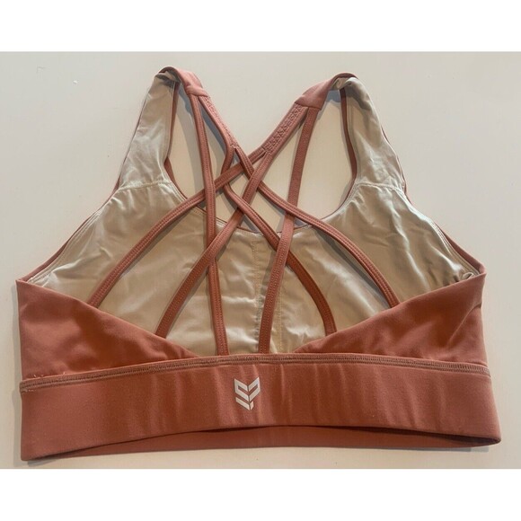 Women’s SP Athletic Strappy Sports Bra Burnt Orange Sz L Supportive Workout - Picture 2 of 3